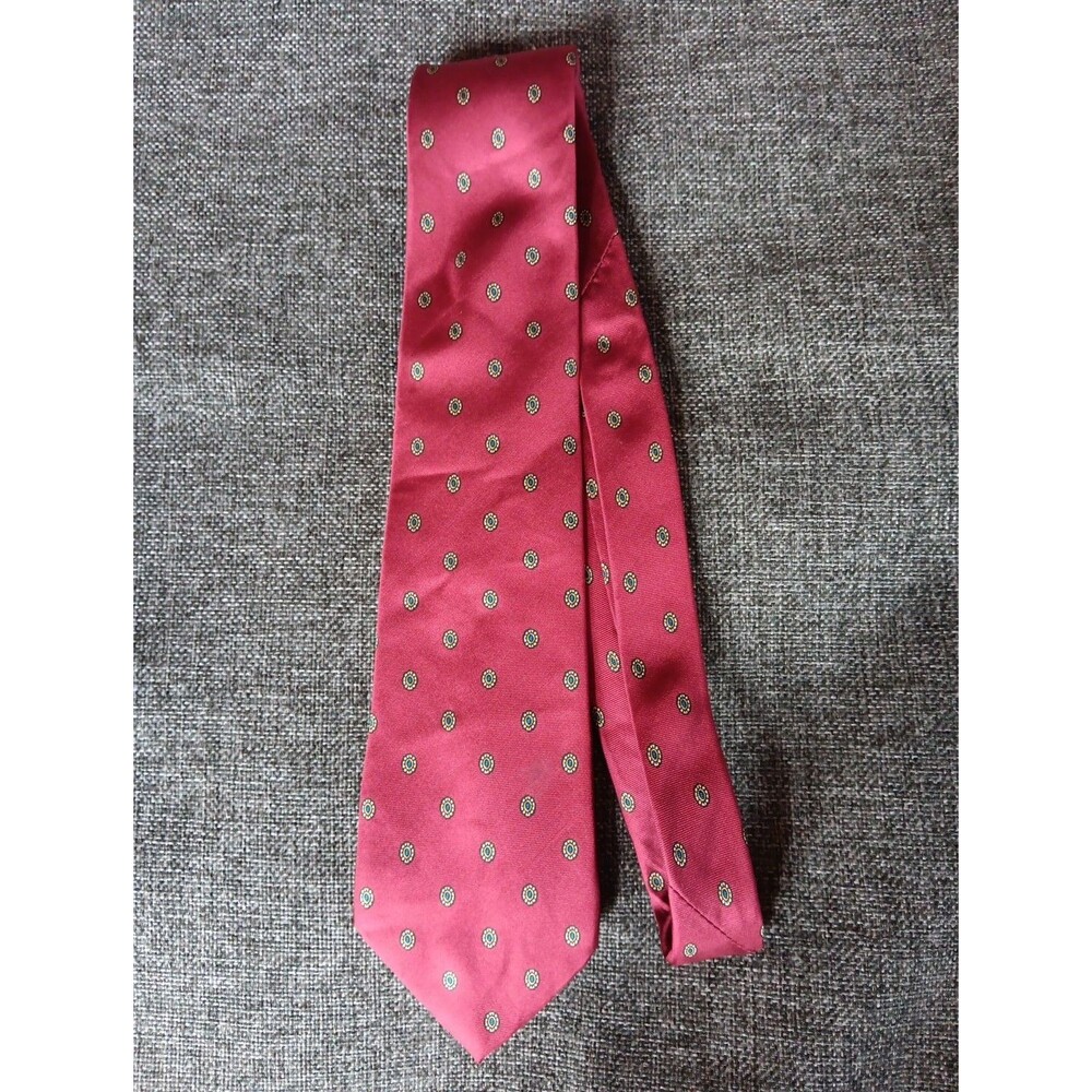 Tie 70s 80s 90s Y2K Mens Strawbridge Clothier Silk Red Baige 3.75 Wide 57 Long